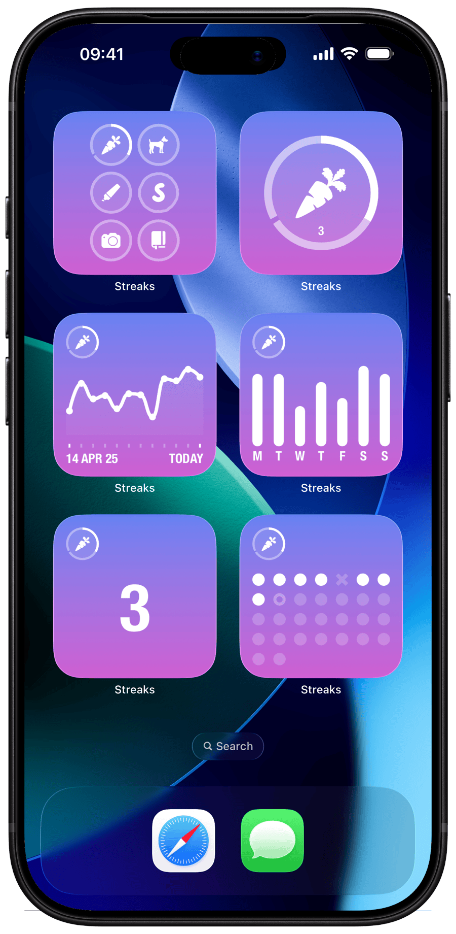 Streaks widgets on the Home Screen